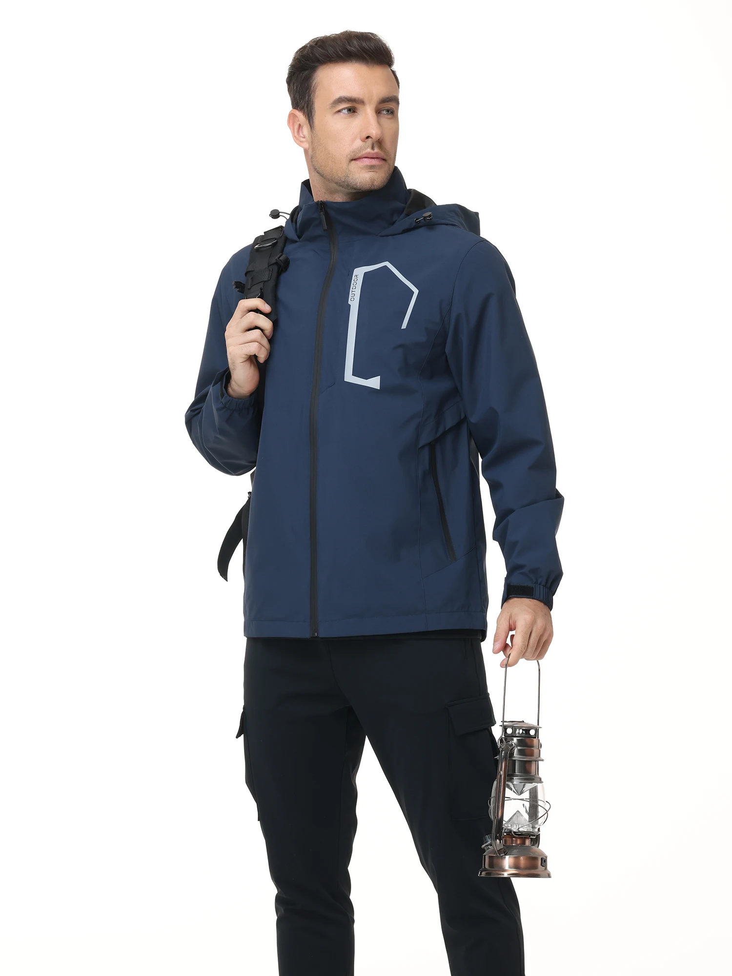 Sommer Herren Outdoor-Jacke Wasserdichte Regenjacke, Dünne Regenjacke mit Mehreren Taschen für Camping Wandern Radfahren Angeln – Detail 15