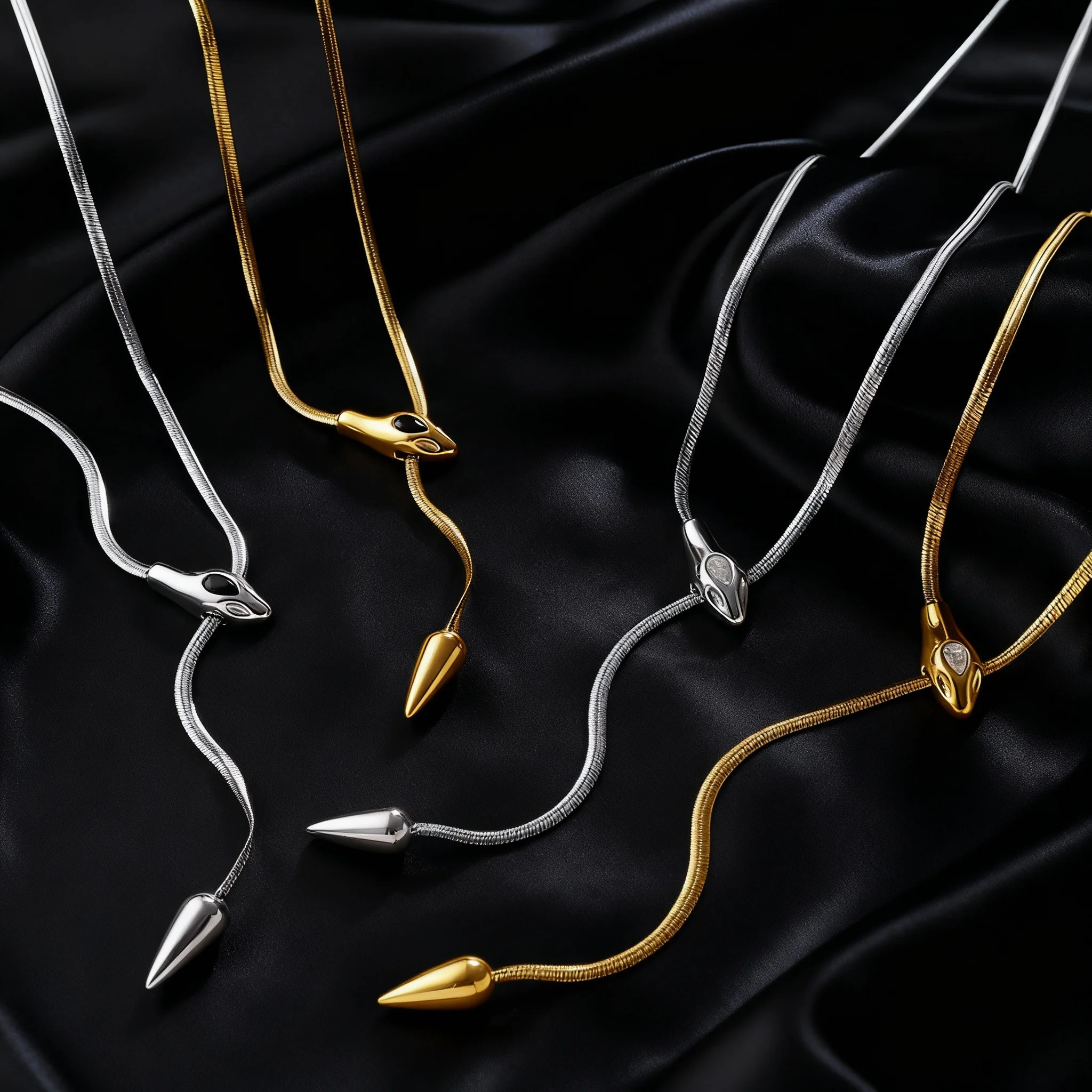 

1pc Trendy Stainless Steel Cross-Border Elegant Blade Snake Head Chain Fashion Light Luxury Necklace for Women Jewelry Gift