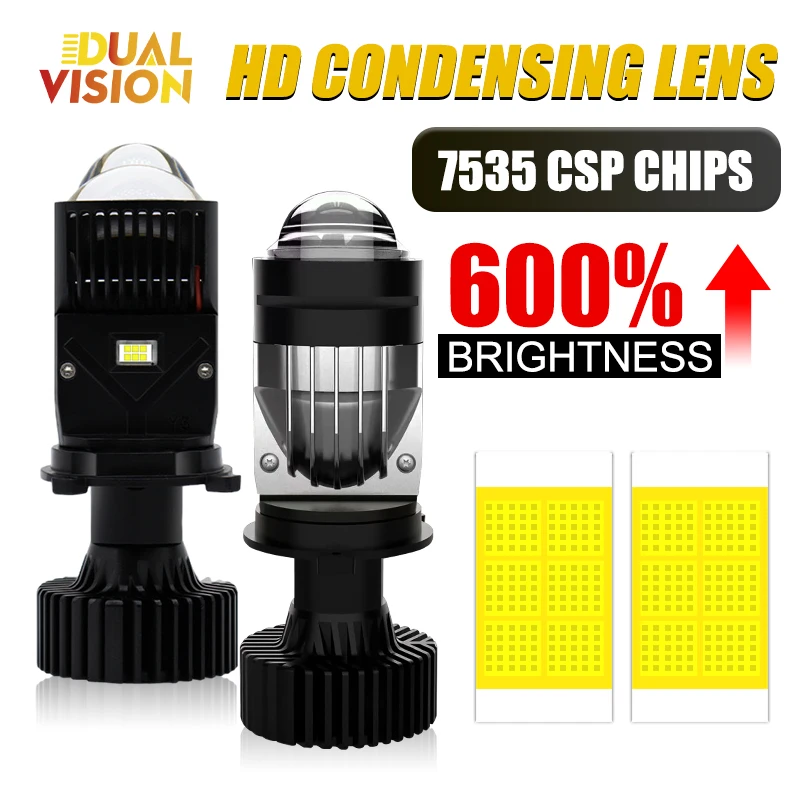 

H4 LED Projector Lenses Bi LED CAR Headlight bulb High Beam Low Beam Turbo Fan 6000k Motorcycle Auto Lamps
