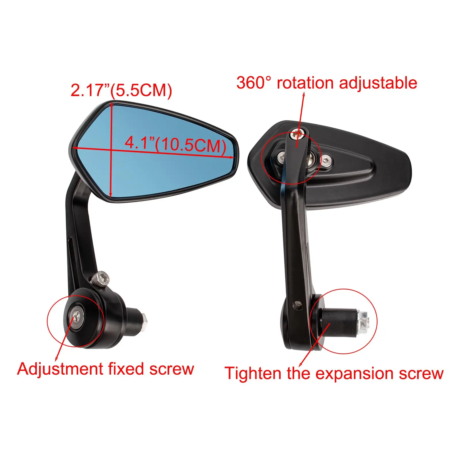 7/8" 22mm Motorcycle Handlebar End Mirror For Harley Yamaha Kawasaki Honda Suzuki HandleBar Rear View Side Mirror image 4