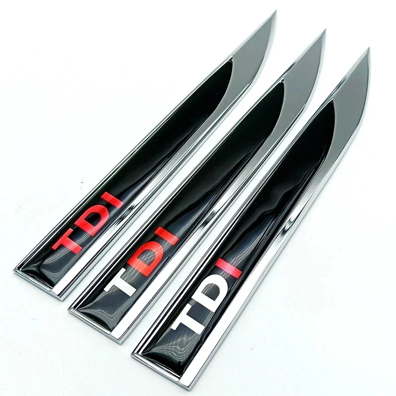 2Pcs 3D Blade Metal Logo TDI Emblem Car Fender Badge Decal For Volkswagen VW Polo Golf 6 7 Passat B6 T5 TDI Sticker Accessories