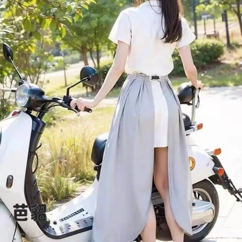 Ice Silk One-Piece Motorcycle  Vehicle Leg Covering Sunscreen Skirt Bicycle Riding Anti-Light Summer Half-length Skirt