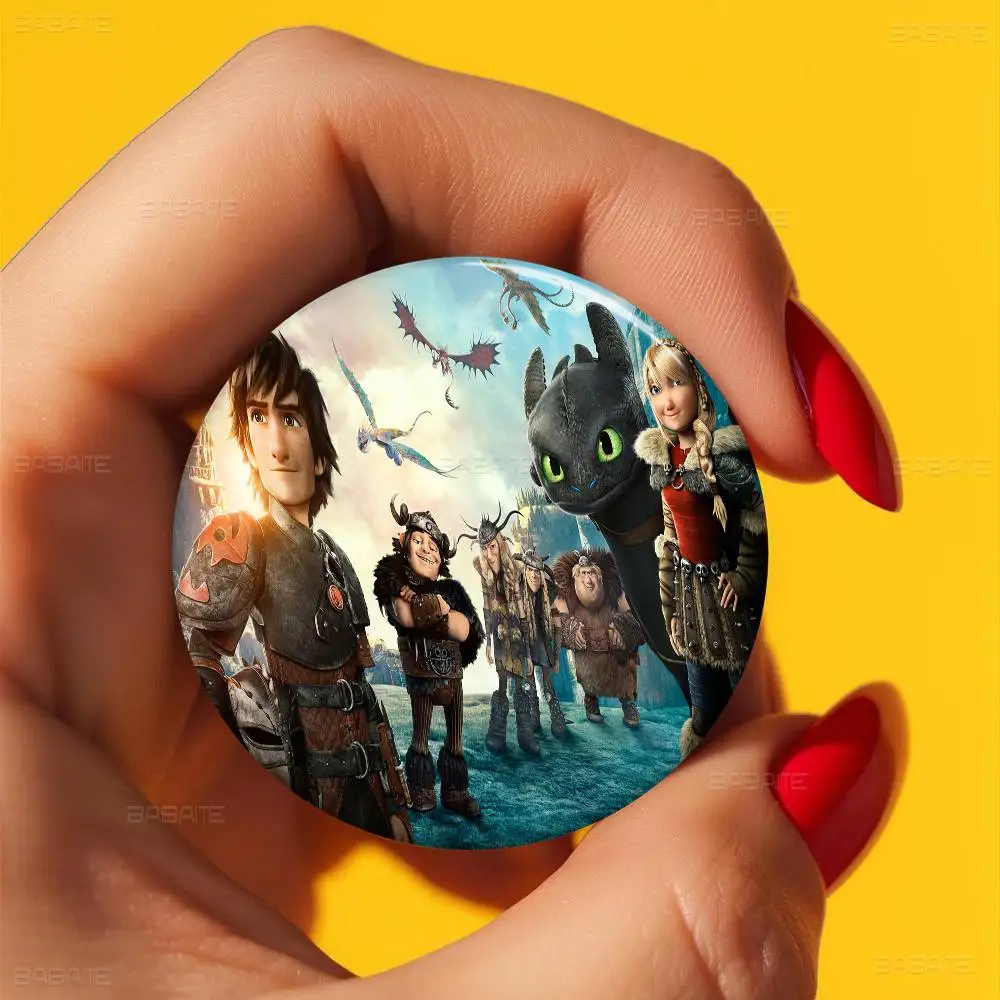 كيفية تدريب D-Dragon الخاص بك 32/44/58 مللي متر دبوس يدوي الصنع دبابيس مستديرة مضحكة لحقيبة الظهر Cothes اكسسوارات شارة قبعة الديكور #3