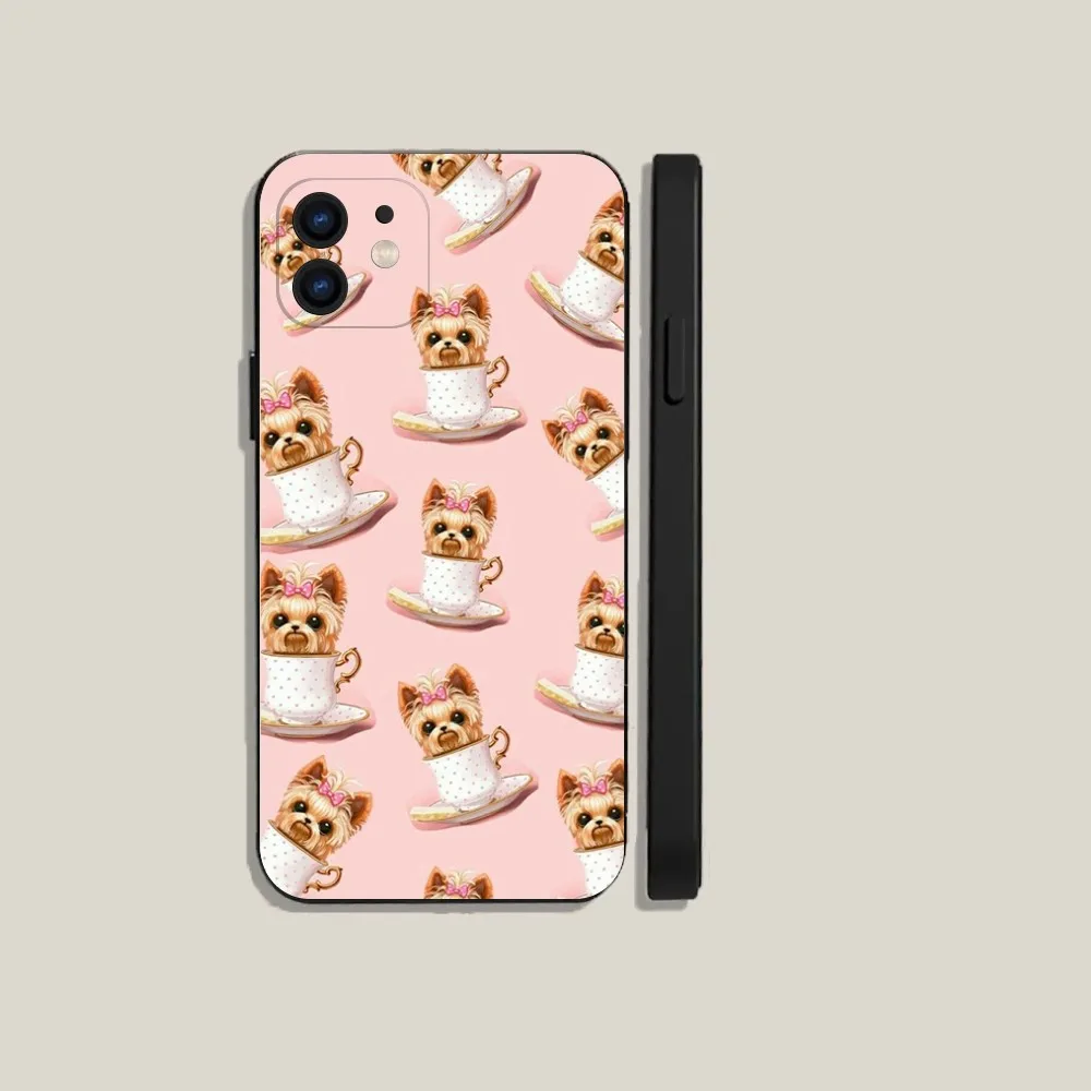 Yorkshire terrier dog Phone Case For iPhone 15,14,13,12,11,Plus,Pro Max,XS,X,XR,SE,Mini,8,7 Soft Silicone Black Cover