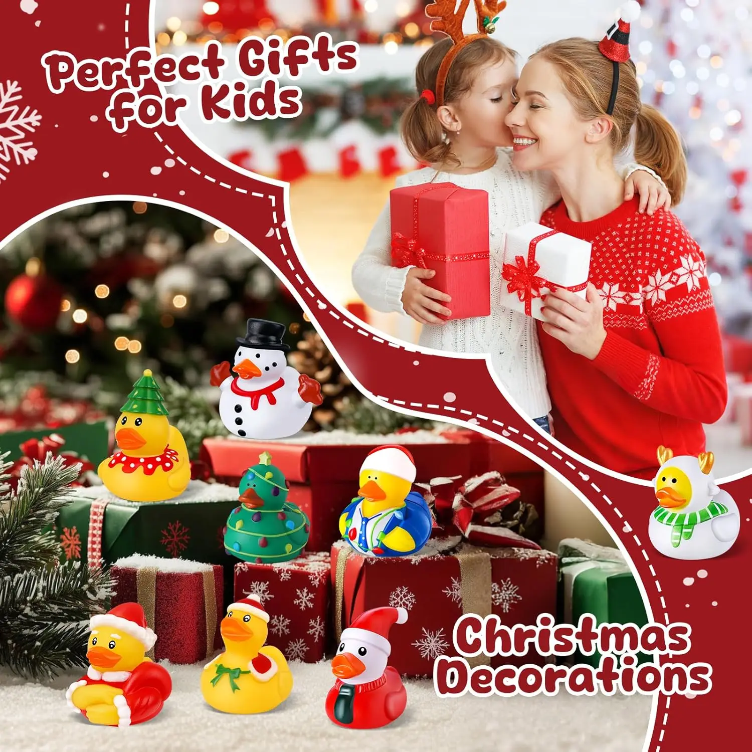 12-100 Uds. Patos de goma navideños a granel, juguetes Jeep Duckies para decoración navideña de niños, rellenos de medias de Navidad, intercambio de regalos