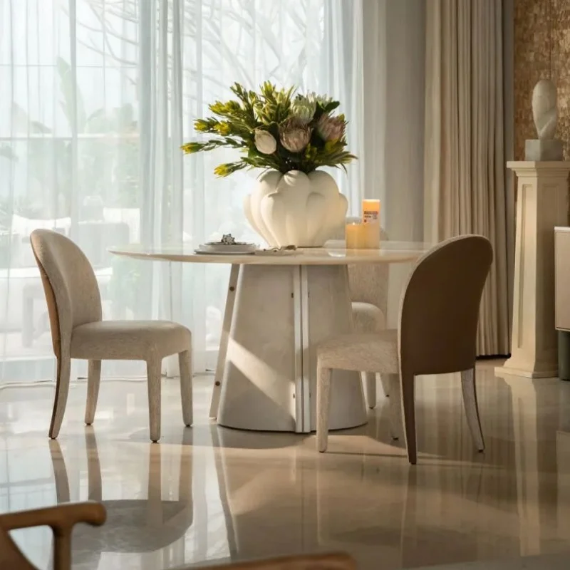 Italian Minimalist Fabric Dining Chair Modern Simple Fendi Style Backrest Chair for Home Dining Table