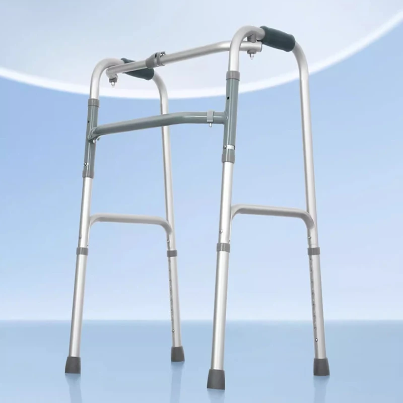 

Aluminum Folding Walker for Seniors, Adjustable Elderly Mobility Walker with 8 Height Levels, Lightweight Walking Aid Frame