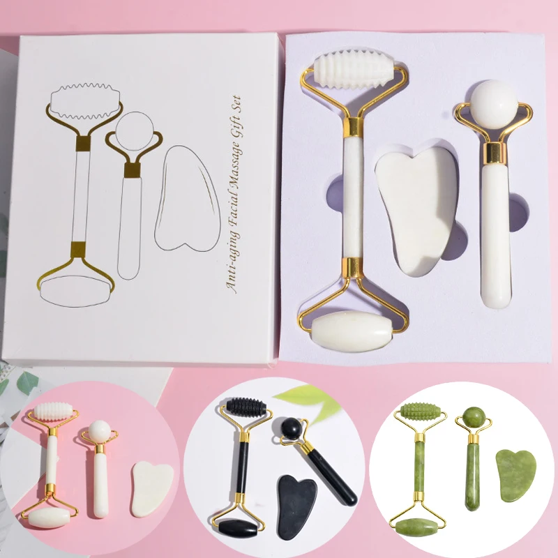 

Natural Jade Roller Massager Face Body Neck Gua Sha Natural Stone Massager Acupoint Eye Care Spa Massage Visage Lifting Tools