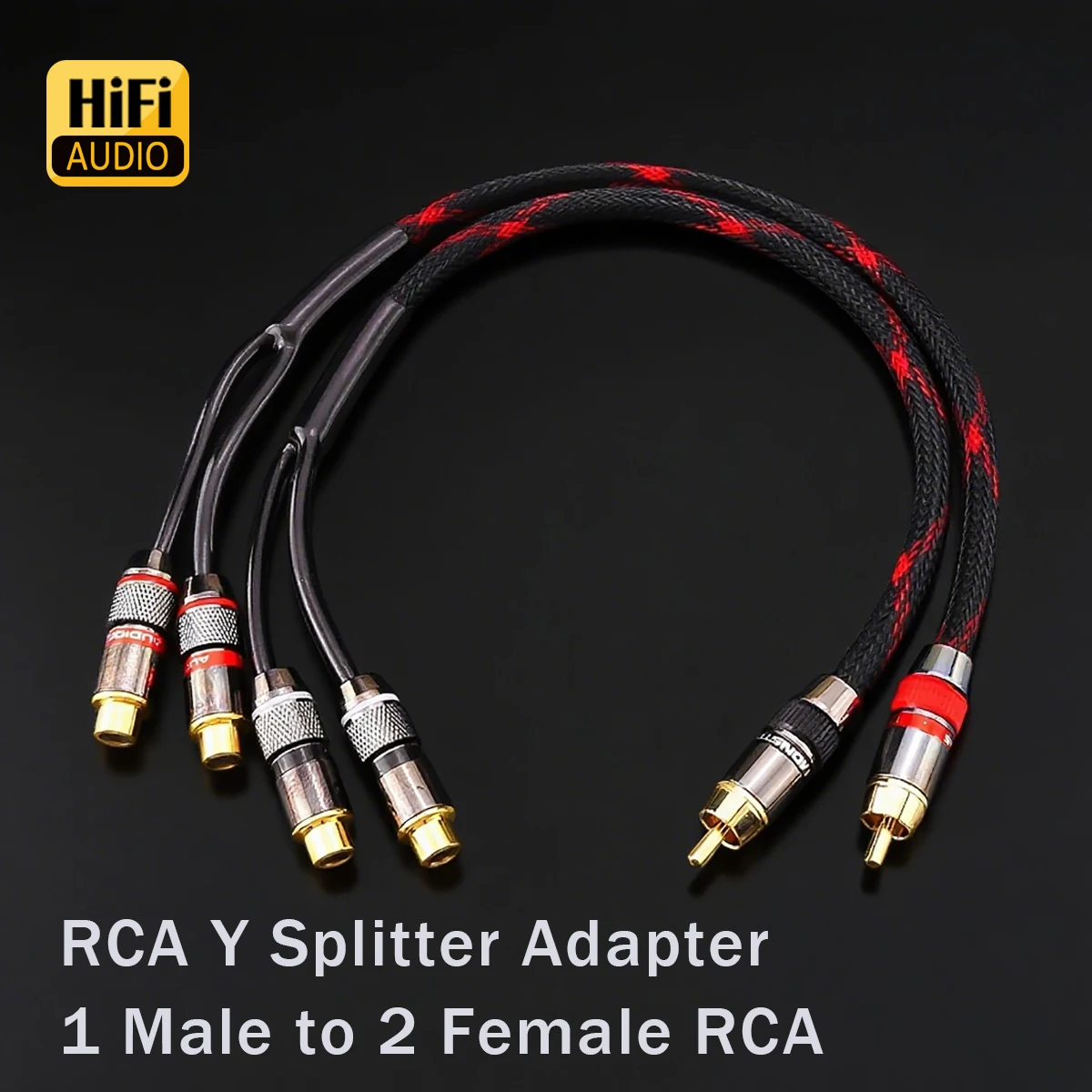 1 ذكر إلى 2 أنثى المزدوج المتكلم Y محول موصل تمديد الحبل محمية RCA الفاصل مضخم صوت ستيريو الصوت والفيديو كابل