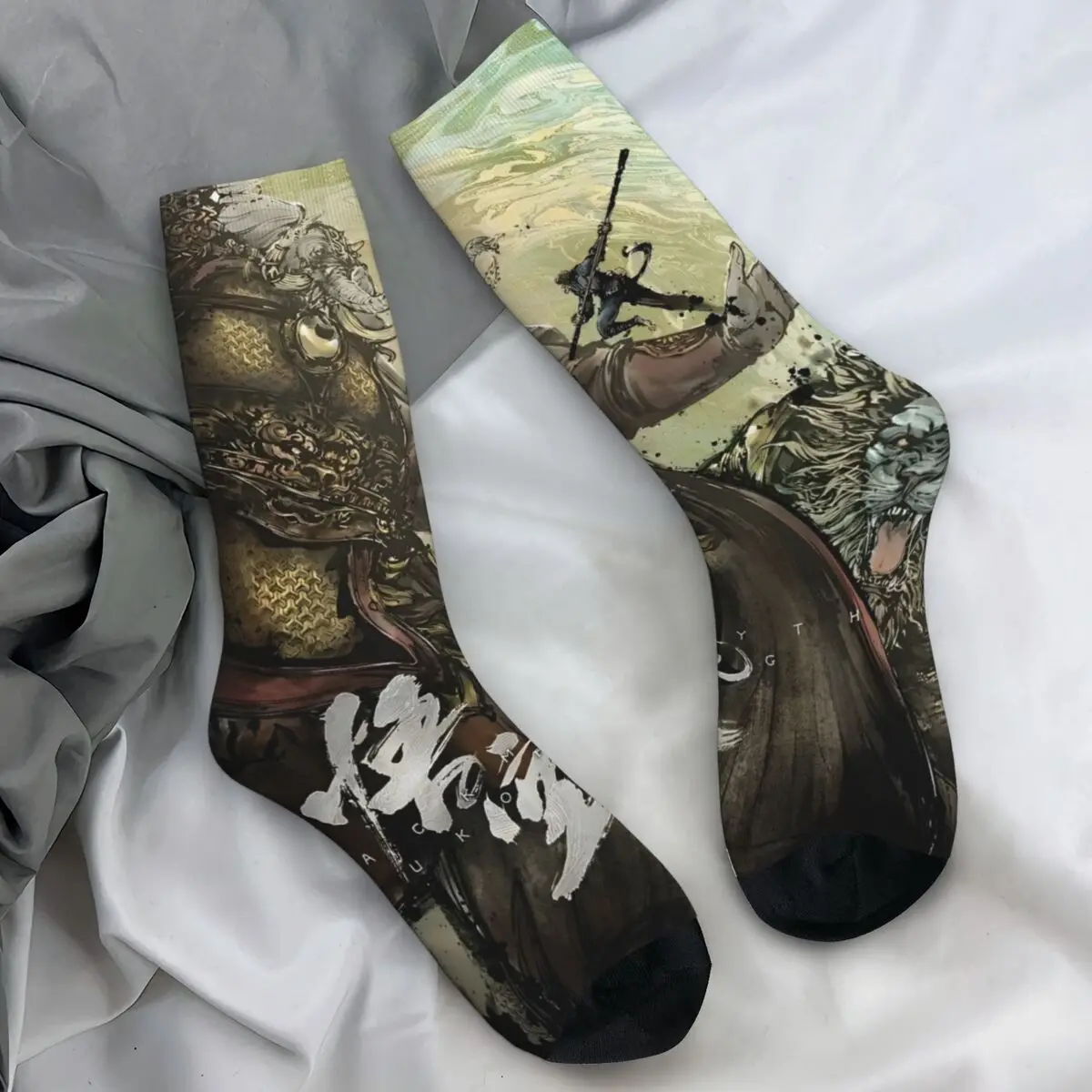 Black Myth Wukong Printing Stockings Couple Socks Warm Soft Vintage Socks Spring Skateboard Non Slip Custom Socks Gift Idea