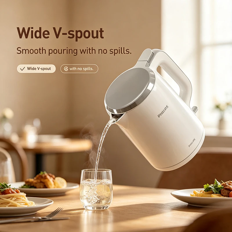 Philips HD9366 Electric Kettle Anti-scald 1.5L Keep Warm 55C Double Wall Cool Touch Auto Shut Off Stainless Steel Water Boiler