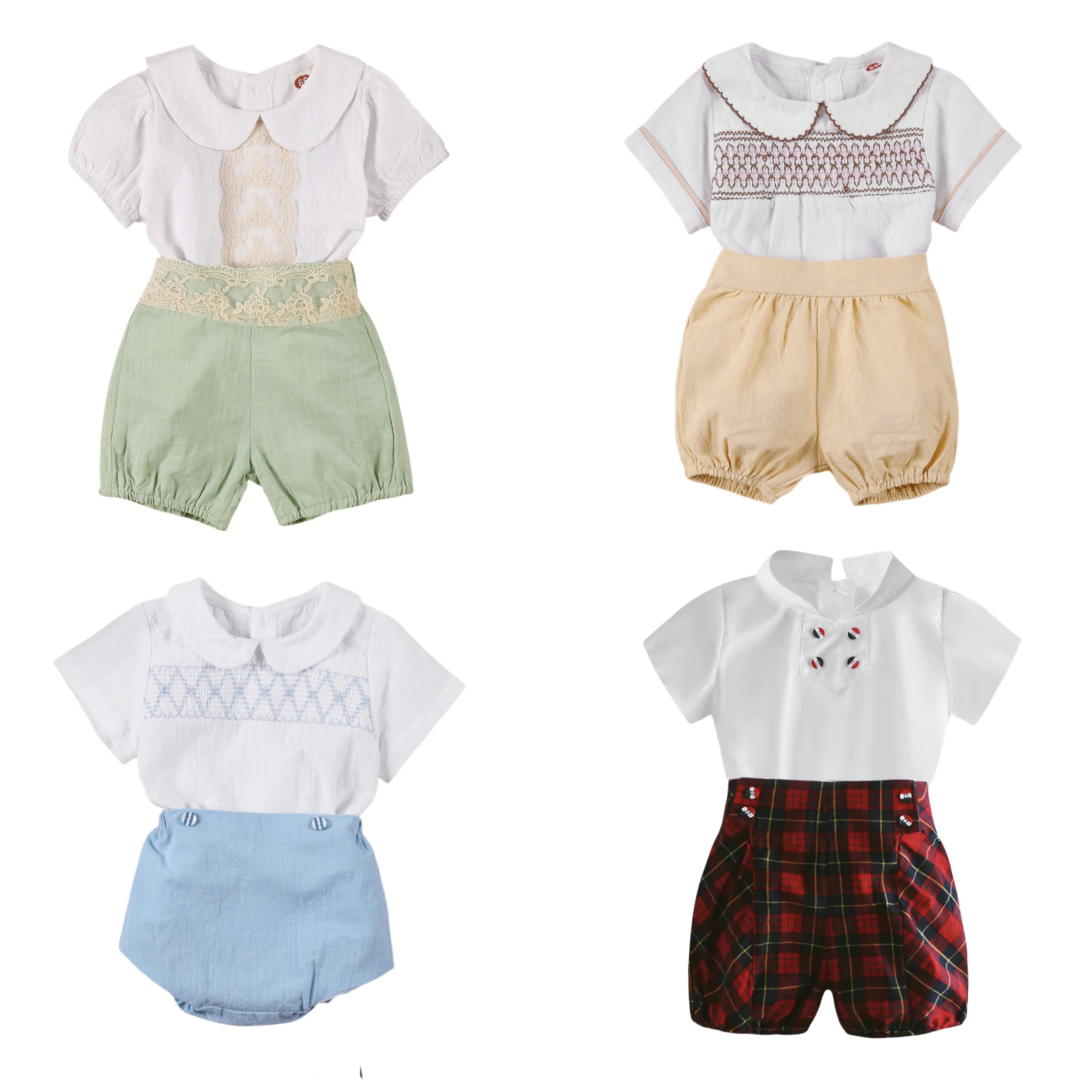 Gentleman Boys Two Pieces Set 1 2 3 4 Years Toddler Christmas Formal Party Costume Infant Cotton Short Sleeve Clothes