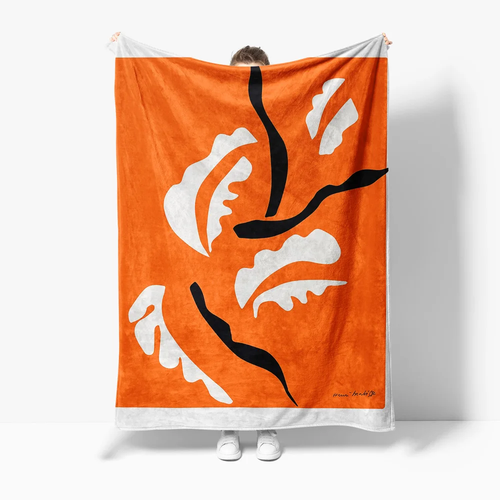 

Abstract Lines Orange Throw Blanket Sofa Bed Decorative Warm Cozy Gift for Home Decoration