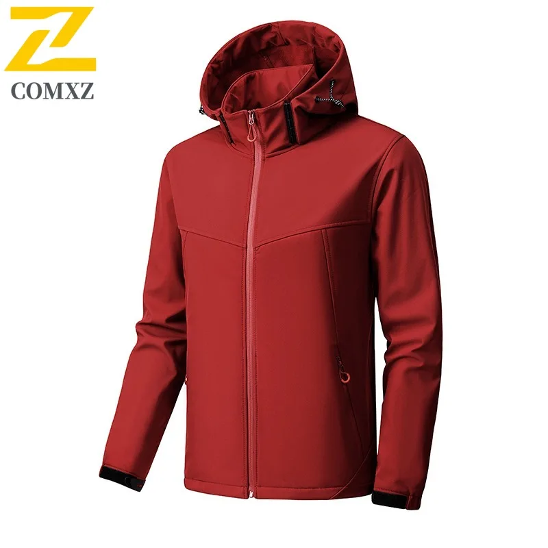 

COMXZ Classic Jacket Men 2025 Autumn New Hooded Camping Windproof Coat Outdoor Climbing Mountain Wear Resistant Jackets