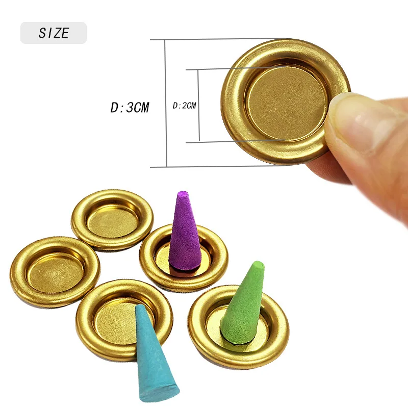 20pcs Colored Metal Small Disc Incense Holder, Portable Cone Incense Burner for Sandalwood Jasmine Fragrance Zen Home Decoration