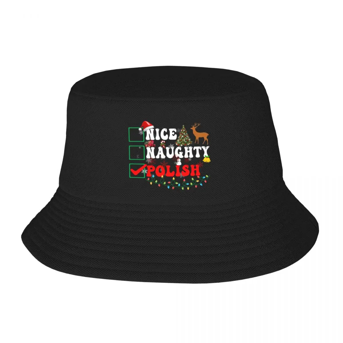 

Nice Naughty Polish Christmas Poland Bucket Hat Sunscreen Trucker Hats Luxury Man Hat Men's Hat Women's