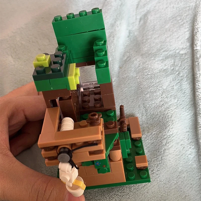 Hot Toys Tree House Minecraftinglys Building Blocks Sets With Steve Action Figures My World Bricks Sets Kids Toys