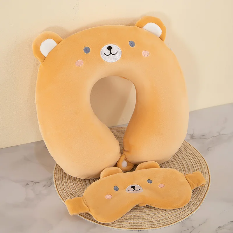 Cartoon Eye Mask U-shaped Pillow Slow Rebound Memory Foam Neck Pillow Car Airplane Travel Neck Pillow Office Nap Pillow