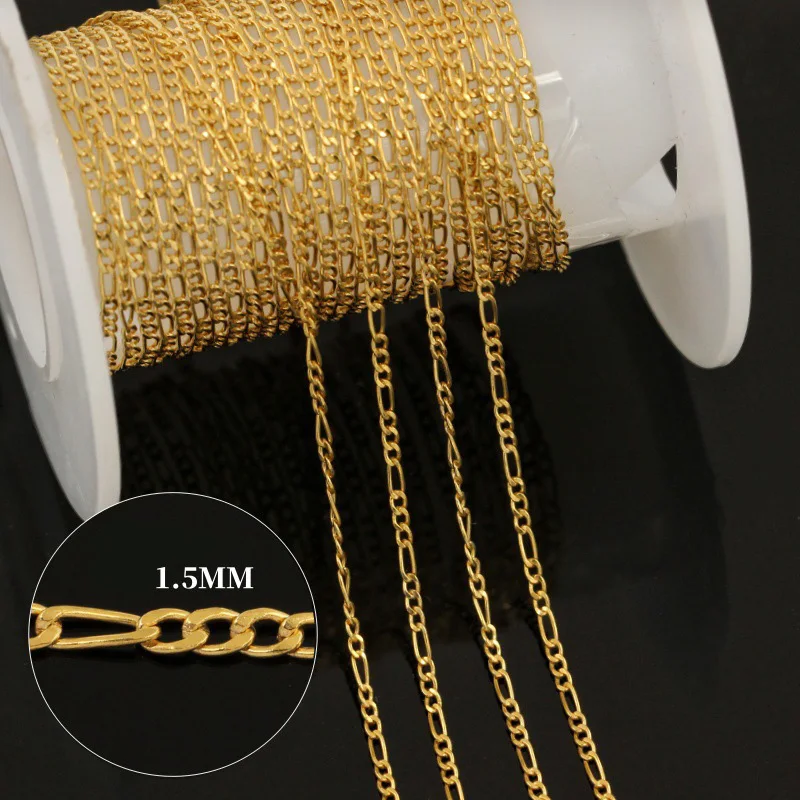 14K Vergoldete Figaro-Kette 1,5MM Minimalistischer Goldschmuck DIY-Kette für Anhänger Unisex – Detail 13