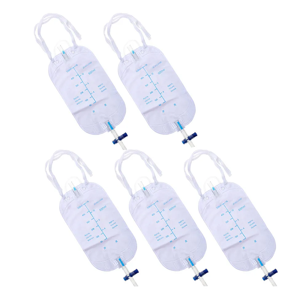 5Pcs Disposable Urine Leg Bags for Men Long Drainage Catheter Bag 500Ml Thickened Leakproof Urinary Drain Bags Postoperation