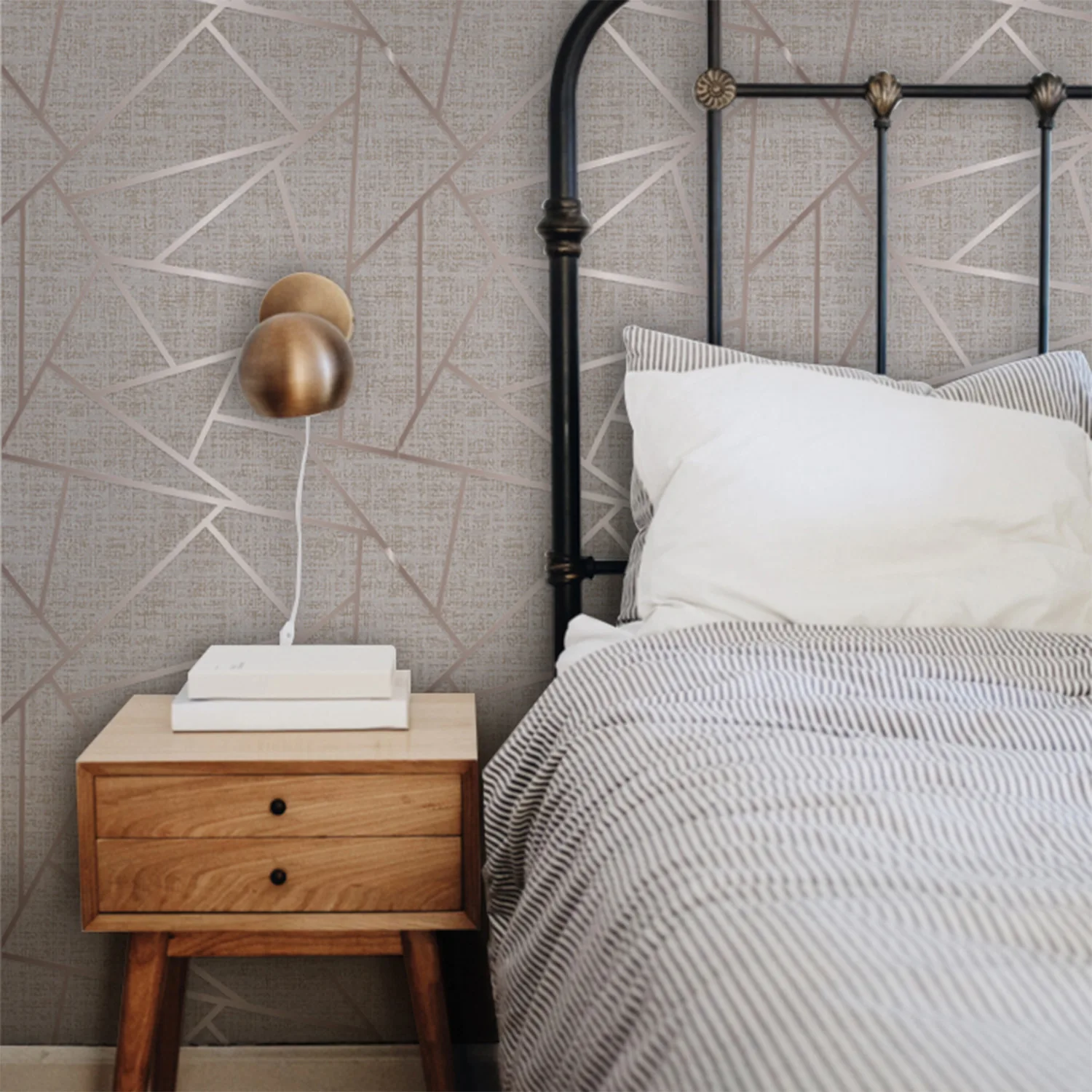 Grey Geometric Wallpaper Stripes Triangles Pattern Self Adhesive Contact Paper for Wall Renovation Kitchen Furniture Stickers