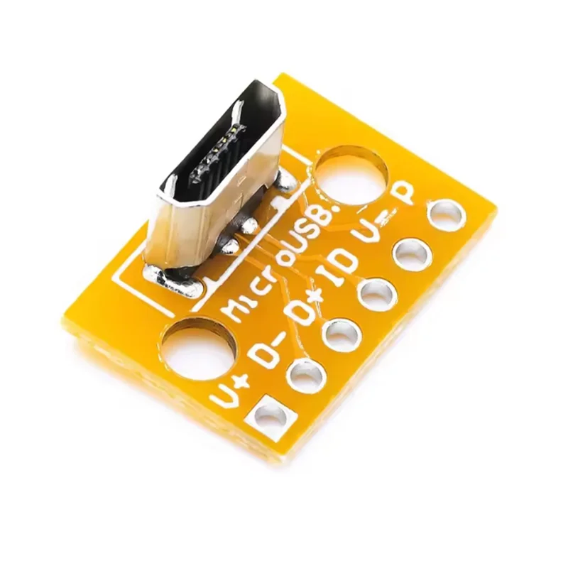 1-10pcs Vertical Micro USB Female Head A Connector 2.54mm PCB Converter Adapter Breakout Board 180 Degree Vertical