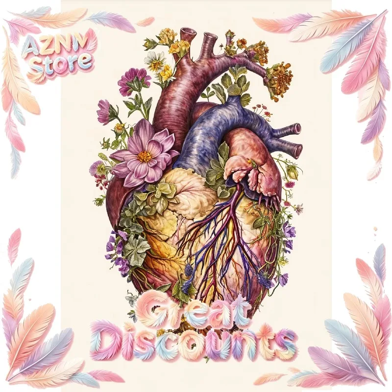 2026 Colorful Flower Botanical Heart Poster Vintage Anatomy Human Skull Medicine Canvas Painting Wall Art Dissecting Room Home 
