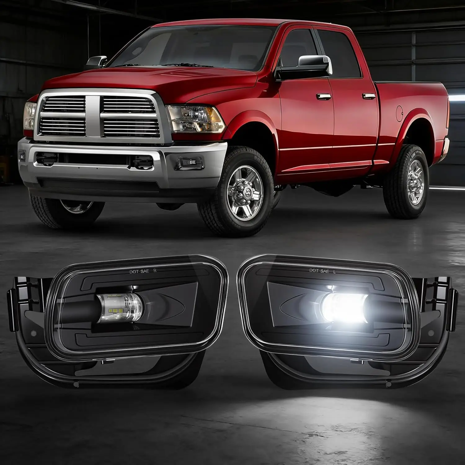 

Светодиодные противотуманные фары для Dodge Ram 1500 2009-2012 и Ram 2500 3500 2012-2018, комплект для установки на передний бампер