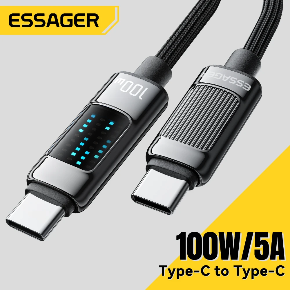 Essager 100W Kabel USB typu C na USB C PD Szybkie ładowanie Przewód ładowarki do iphone 15 MacBook pro Xiaomi 14 Honor Laptop USBC Przewód