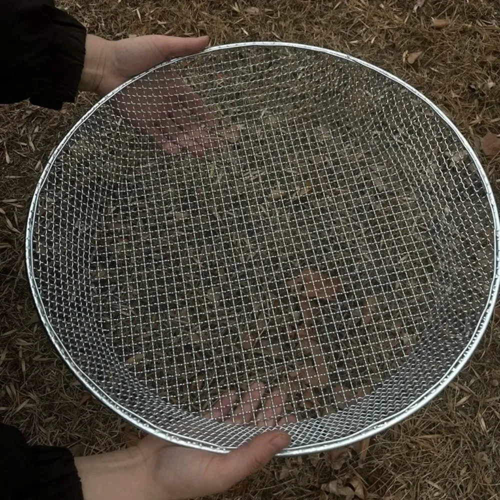4/6/8 MM Garden Soil Sifter Round Mesh Basket Metal Soil Sieve Rust-Resistant Sifting Equipment Rock Dirt Separator
