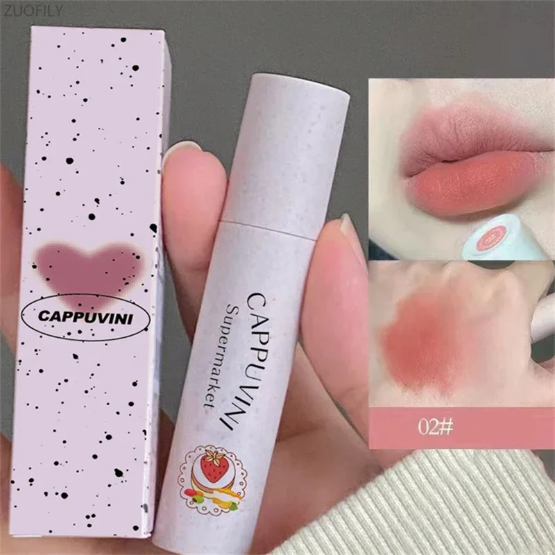 6 Colors Peach Matte Sexy Red Lipsticks Waterproof Lip Gloss Long Lasting Non-Stick Cup Liquid Lipstick Korean Makeup Cosmetics