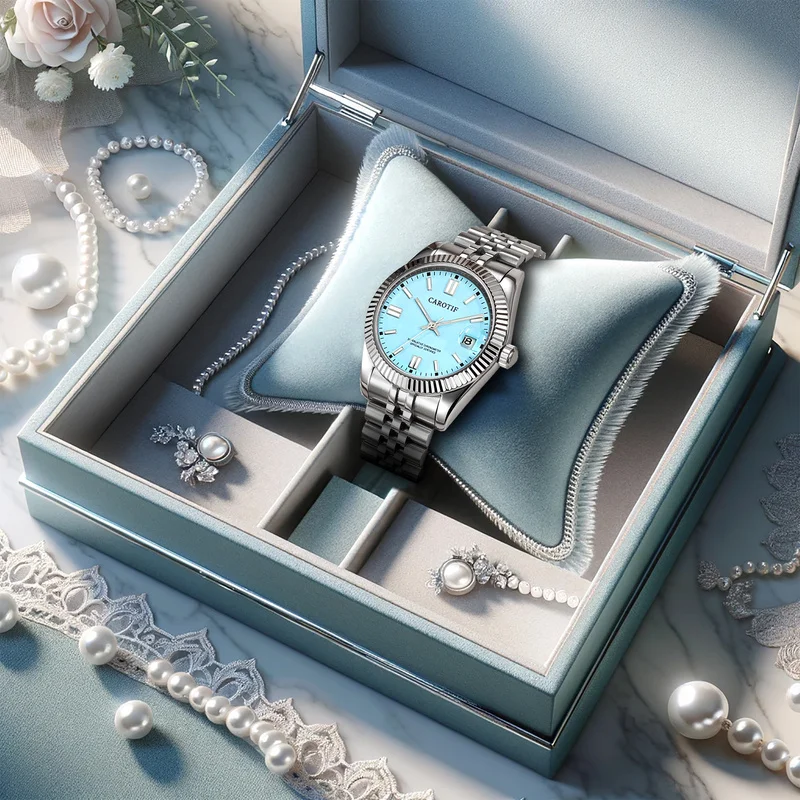 

1 шт. женские серебристо-синие модные стильные маленькие свежие часы с календарем и гвоздями, полностью автоматические механические часы