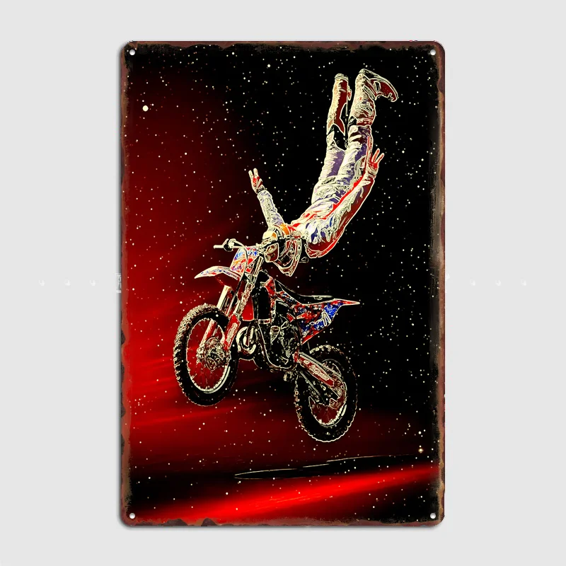Motocross Rider Performing a Trick Poster Retro Custom Sign Room Decoration Home Decor Club Vintage Posters Indoor Wall Decor