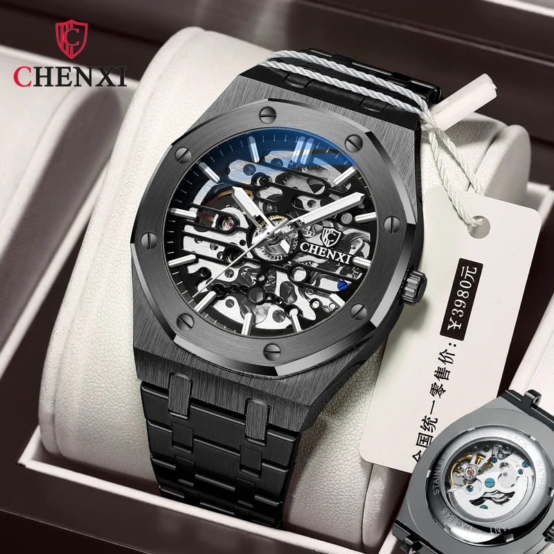 CHENXI 8848 Automatic Mechanical Wristwatch Fashion Business Stainless Steel Watches Luminous Free Trend Waterproof Wristwatch