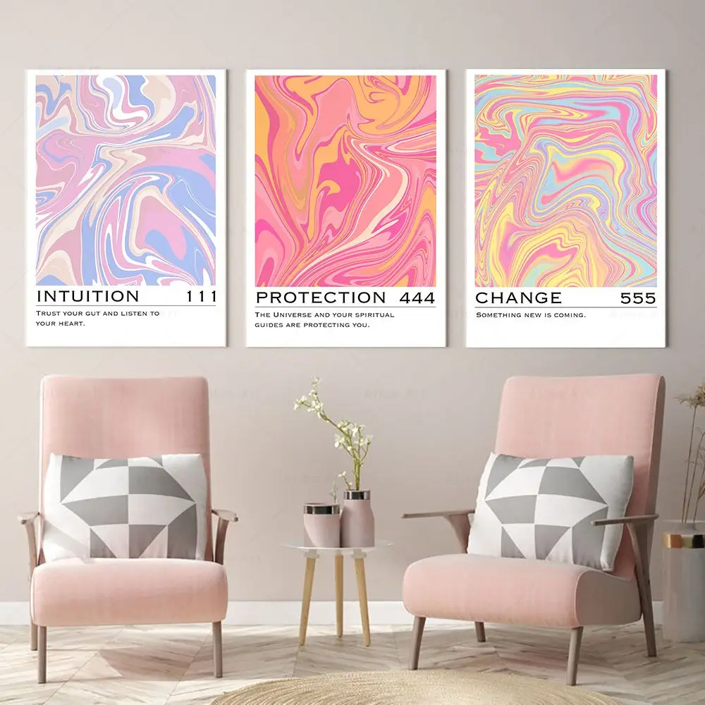 Angel Number Posters Hue Gradient Aura Energy Wall Art Canvas Painting Spiritual Quote Prints Wall Picture For Living Room Decor