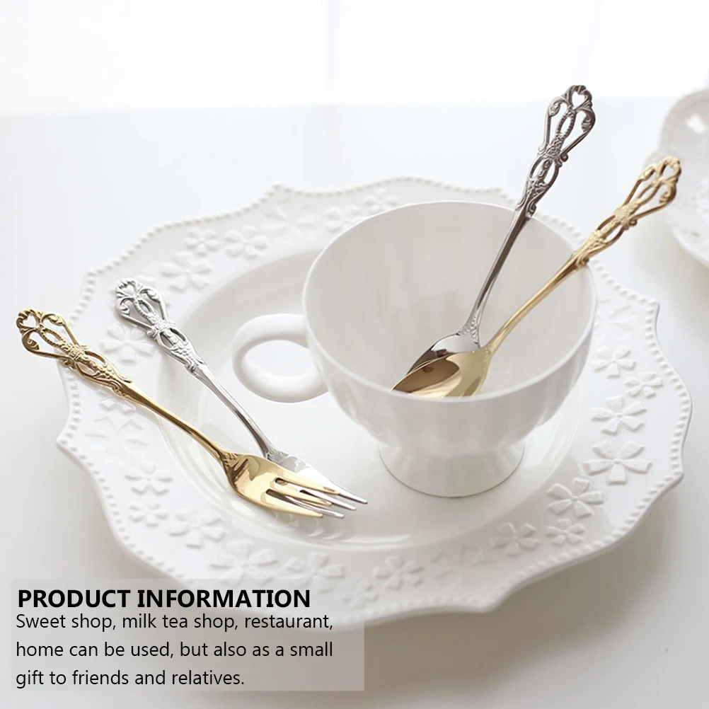 

Retro Silver Fork Spoon Combination Serving Utensils Stainless Steel Tableware Concentrate
