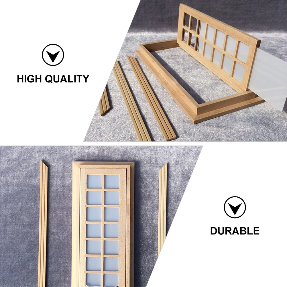 1 قطعة باب شبكي صغير خشبي شعرية الحرفية للمنزل الجنية حديقة Diy بها بنفسك زخرفة أثاث مصغر باب خشبي ديكور المنزل #2