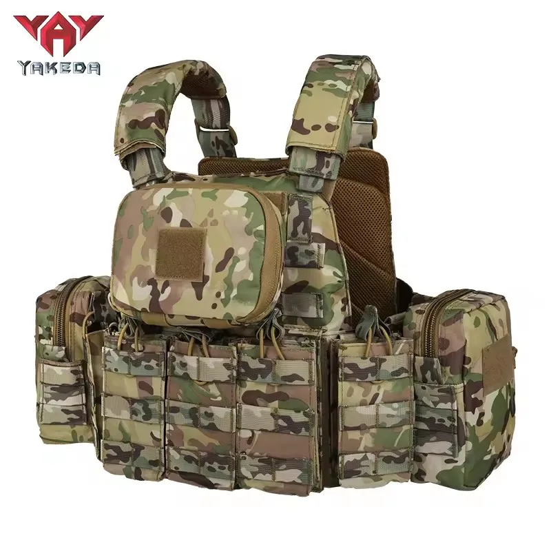 Yakeda Hunting Vest Tactical Combat Training Uniform Outdoor Adjustable Protected 600D Polyester Tactical Vest Bag