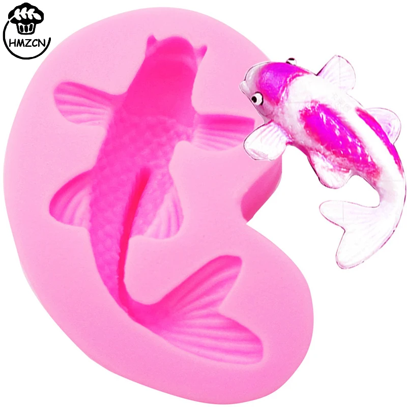 DIY Goldfish Fondant Silicone Mold - 3D Realistic Shaped Carp Fish Sugar Craft Silicone Mold For Boys Girls Birthday Baby Show