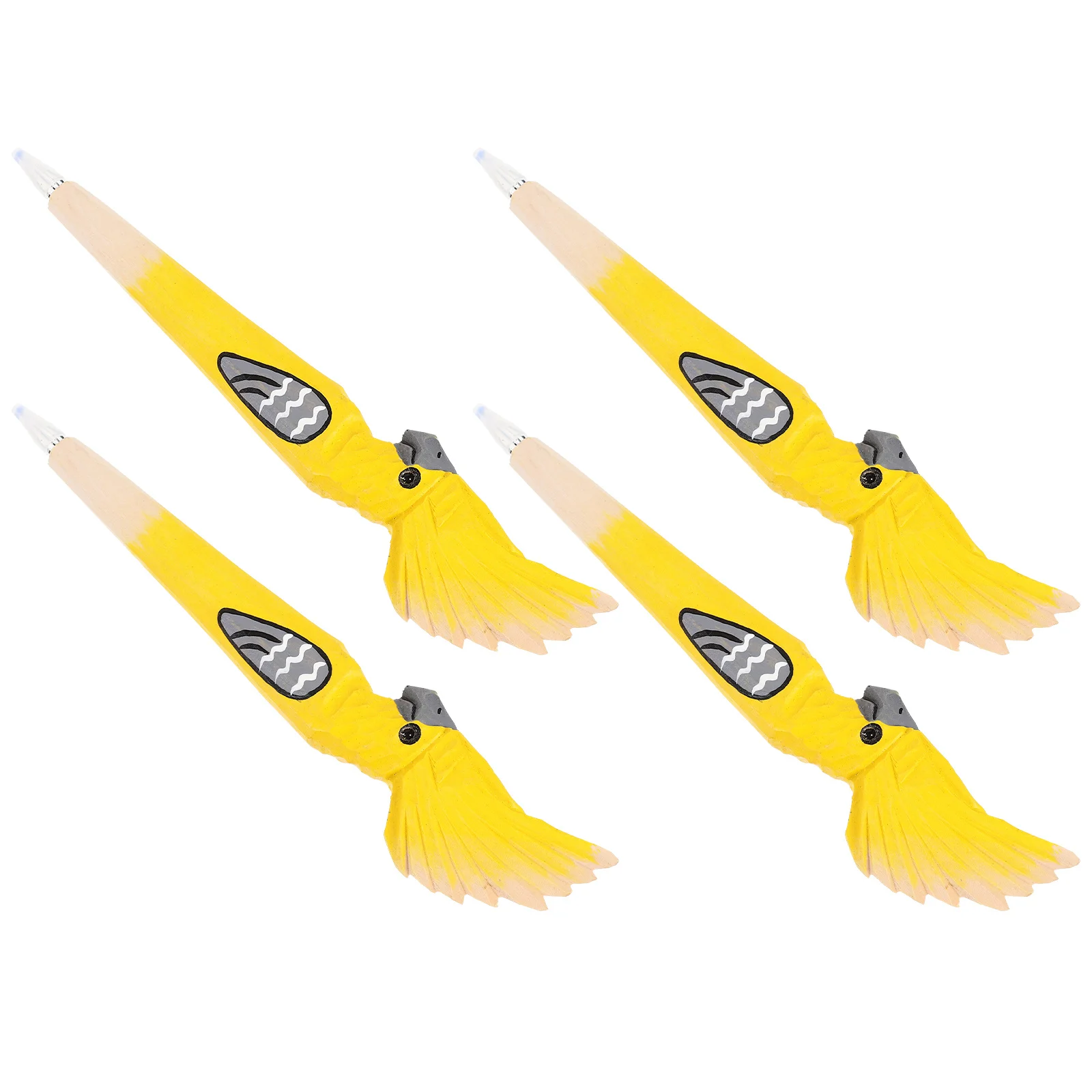 

4Pcs Ballpoint Pen Wooden Cartoon Design School Supplies Gifts Novelty Fun Pens Wood Carving Writing Tool Decorative Wooden Pens