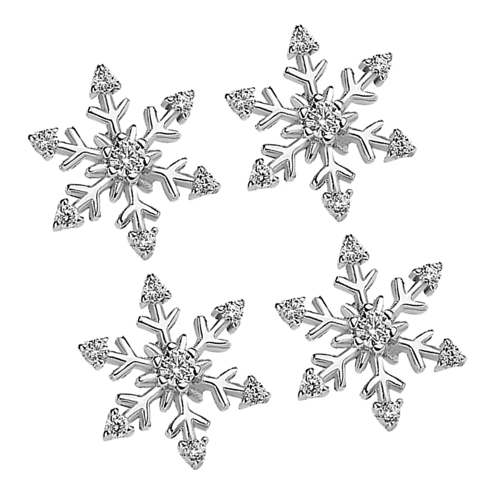 

2 Pairs Earring Christmas Jewelry Silver Eardrop for Earrings Snowflake Delicate