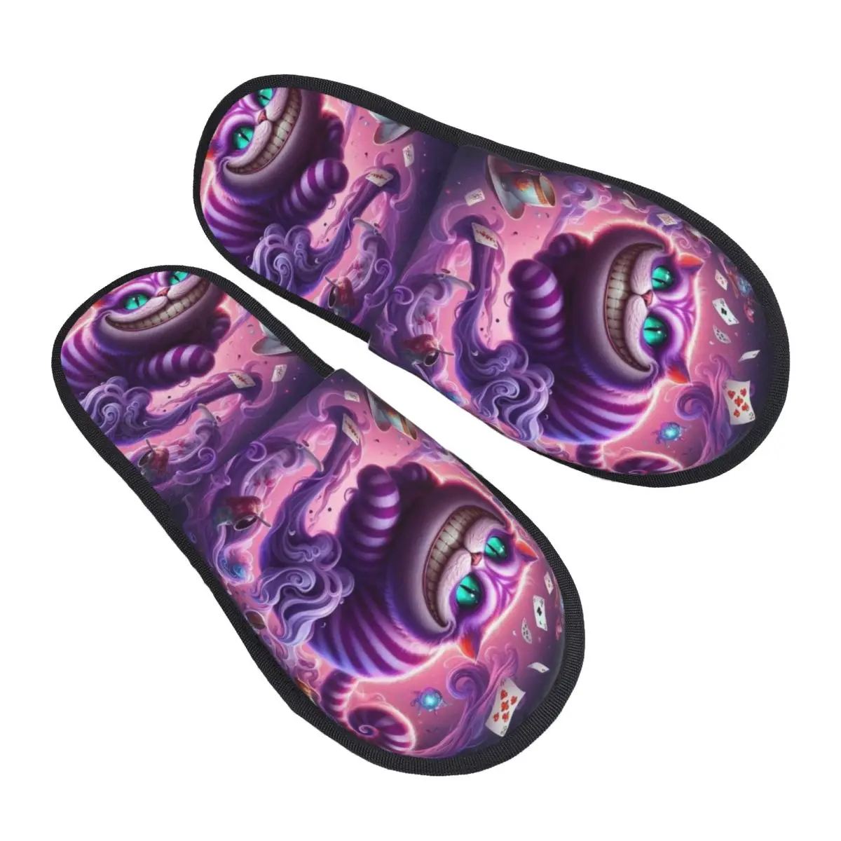 

Женские домашние тапочки с чеширским котом и принтом на заказ, уютные теплые пушистые тапочки из пены с эффектом памяти Алисы в стране чудес, домашняя обувь