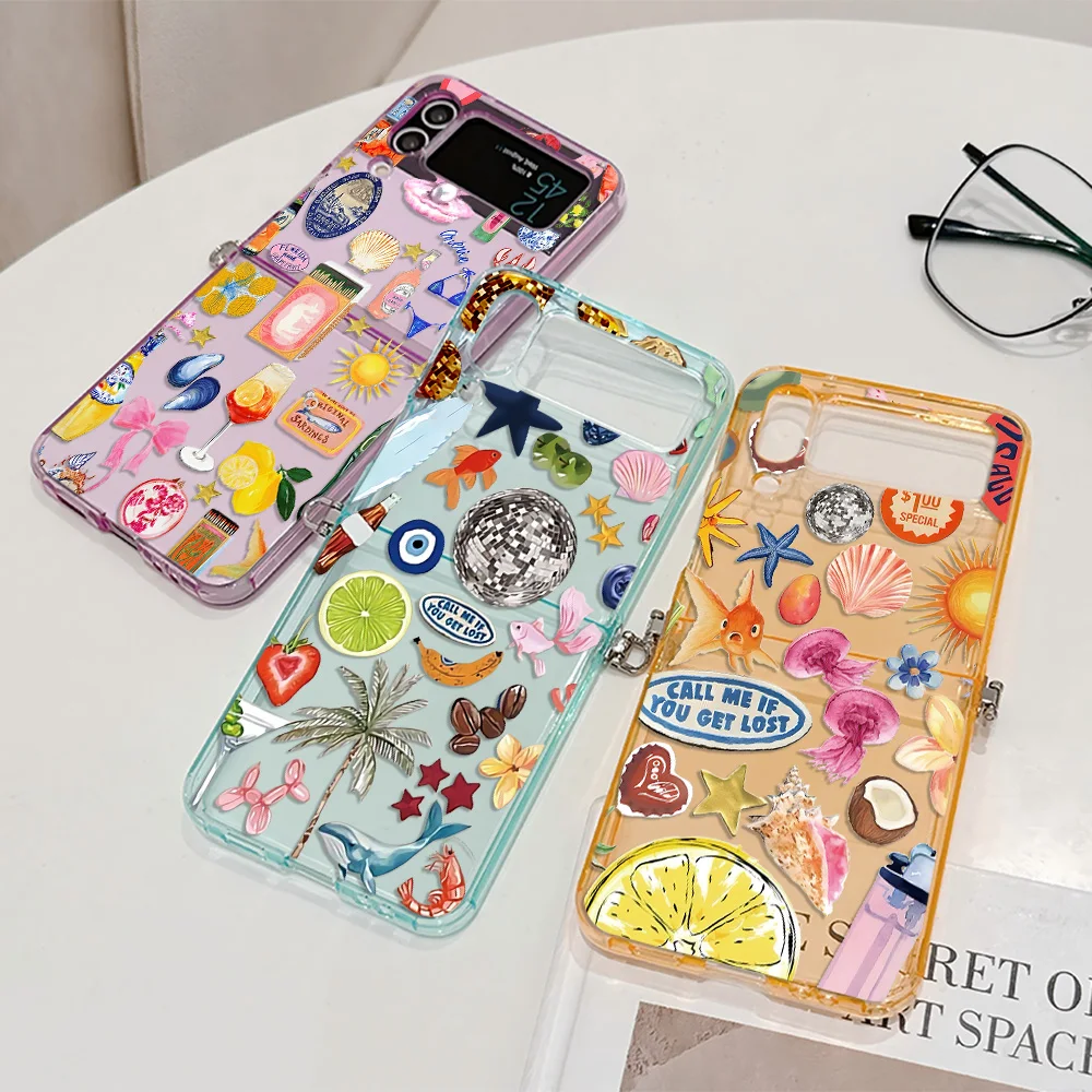 Funda de teléfono con paisaje costero a la moda, vino, limón, para Motorola Moto Razr 40 50 60 Ultra 5G, funda de TPU suave plegable semitransparente