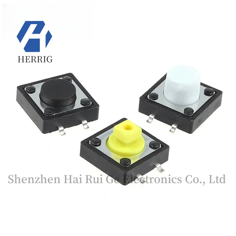 

5PCS/LOT Tactile switch 12*12 SMD series vertical four-legged board, square toe/white button, micro button, micro button, micro