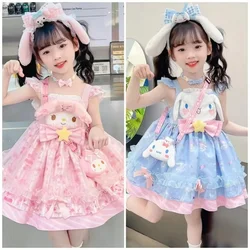 Hot Sale Kawaii Cinnamoroll My Melody girl's Dress Cartoon Anime Lolita Princess Dresses Summer Party Sweet Girls Cute Gifts