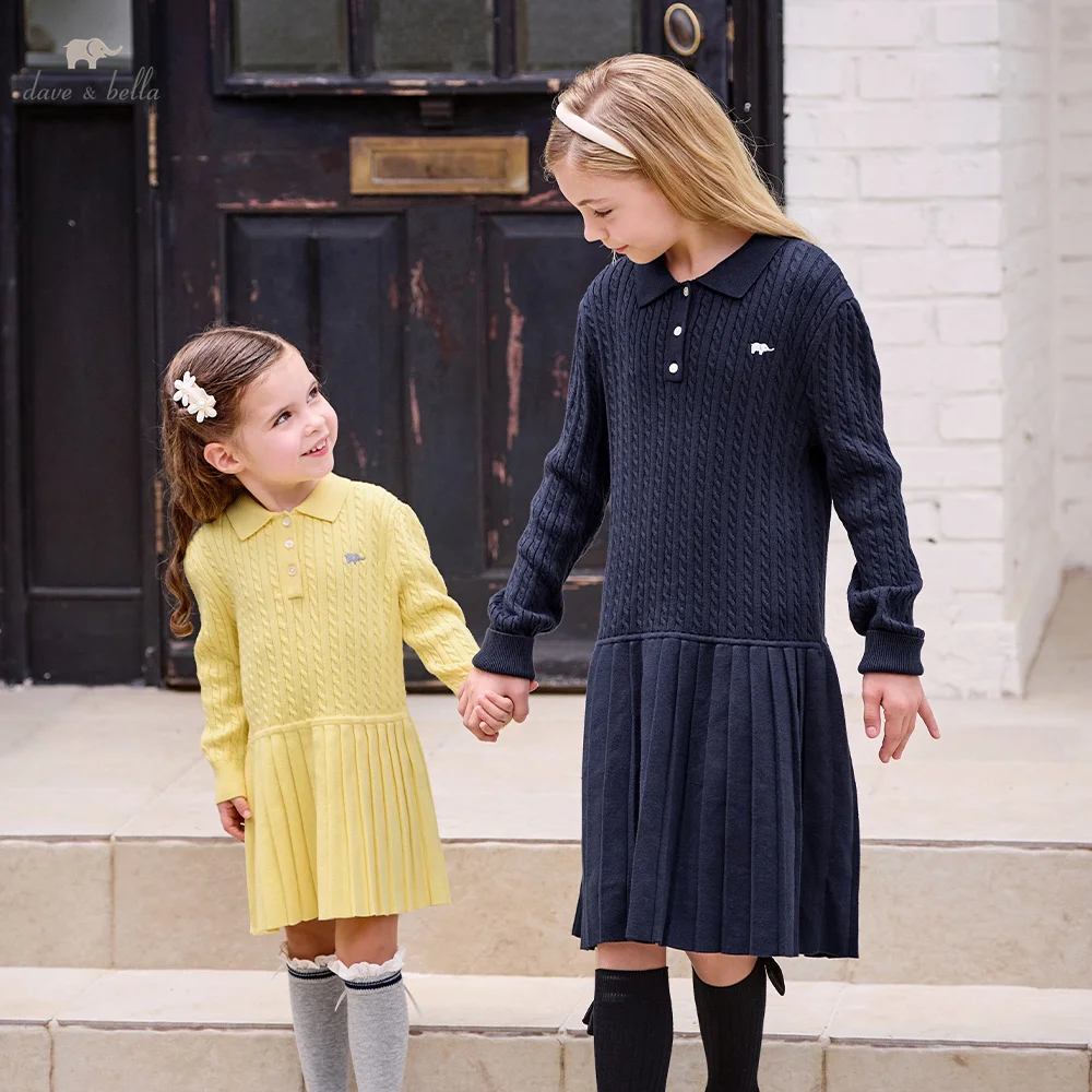 Dave Bella Children's Sweater Dresses Autumn Birthday Dress For A Girl Baby Carnival Costume Spring 4- to 12-year-old DB4264371