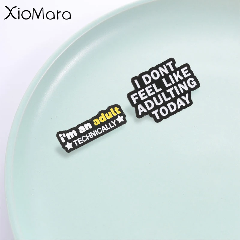 Adulting Meme Text Quote Badge, Funny Adult Mood Slogan Enamel Pin, Fashion Backpack Clothing Accessory, Gift For Friends