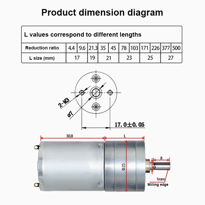 25mm DC deceleration motor 25-370 motor 6V12V24V speed regulating motor high torque intelligent robot car coffee cleaner