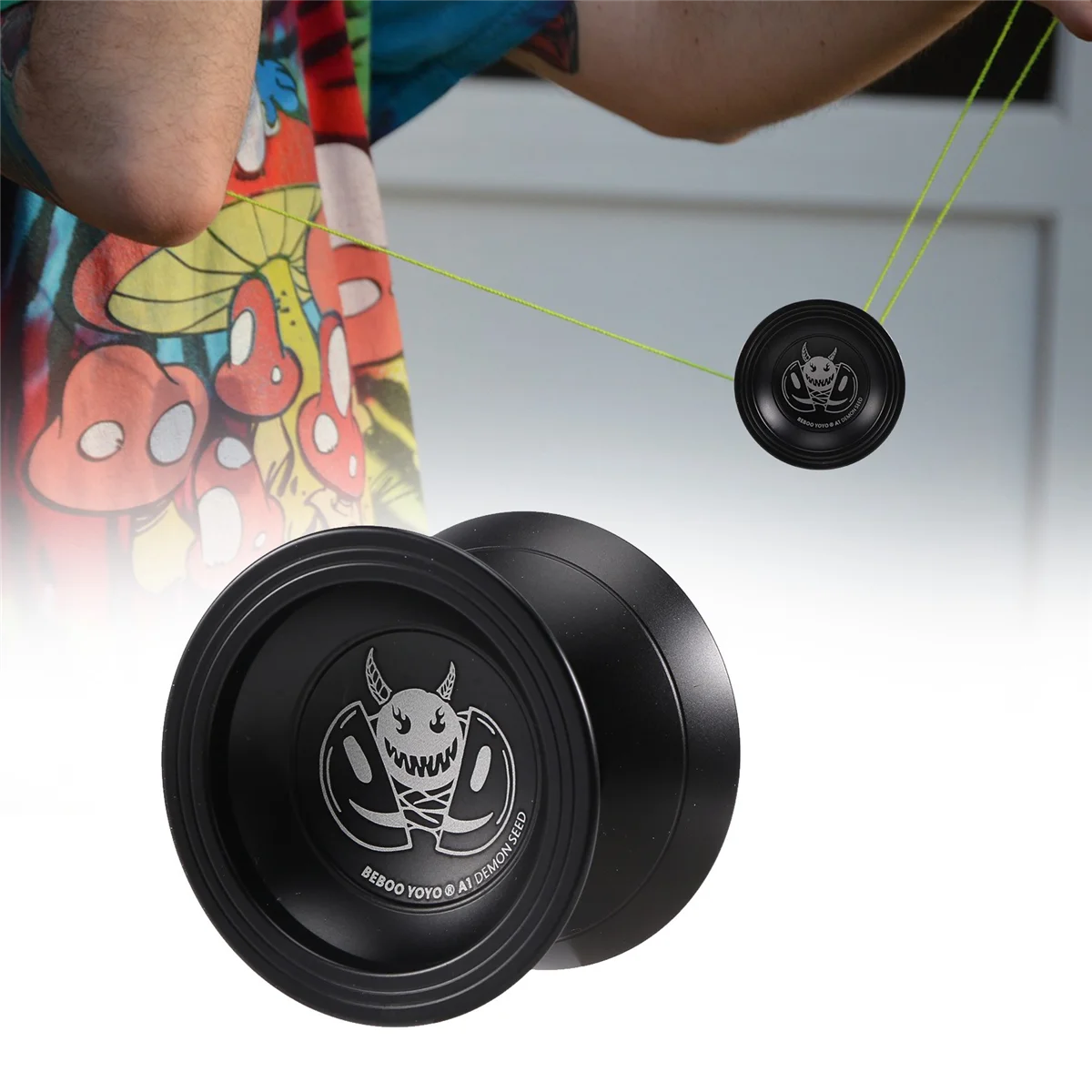 A1 Yoyo for Kids,Yoyo for Beginners Aluminum Alloy Yoyo,Easy to Return and Practise Tricks,Black