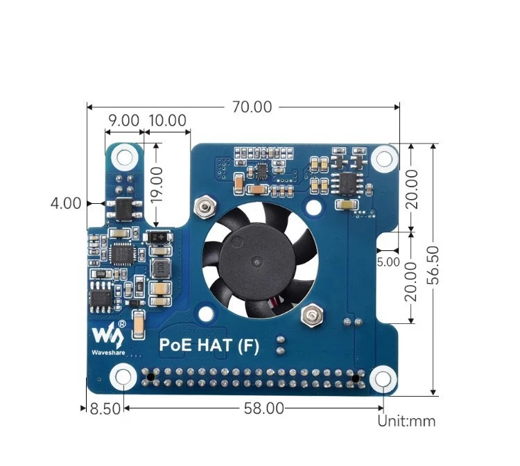 For Raspberry Pi5 Power Over Ethernet Expansion Board Support 802.3af/at